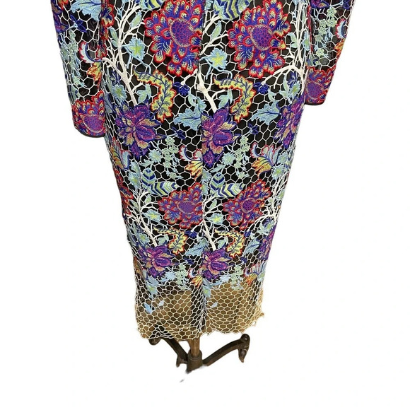 Diane von Furstenberg Long-Sleeve Banded‎ Overlay Lace Midi-Length Dress Size 0 - Picture 11 of 15